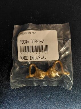 Source Unknown Gold Bra Pin Brooch